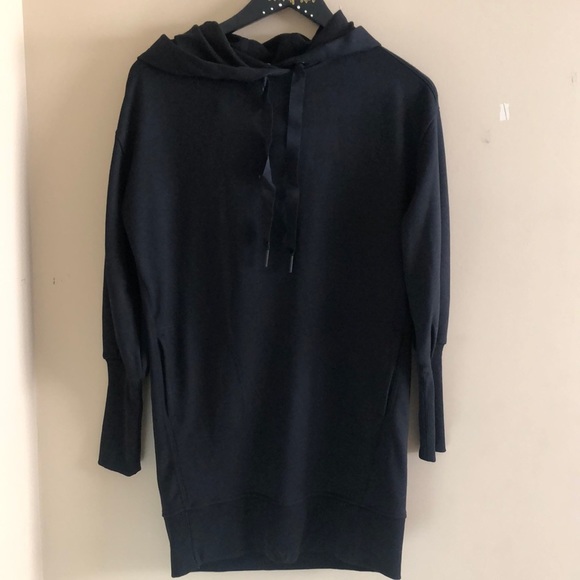 Athleta Black Mala Hoodie Sweatshirt Midi Dress - Picture 3 of 9